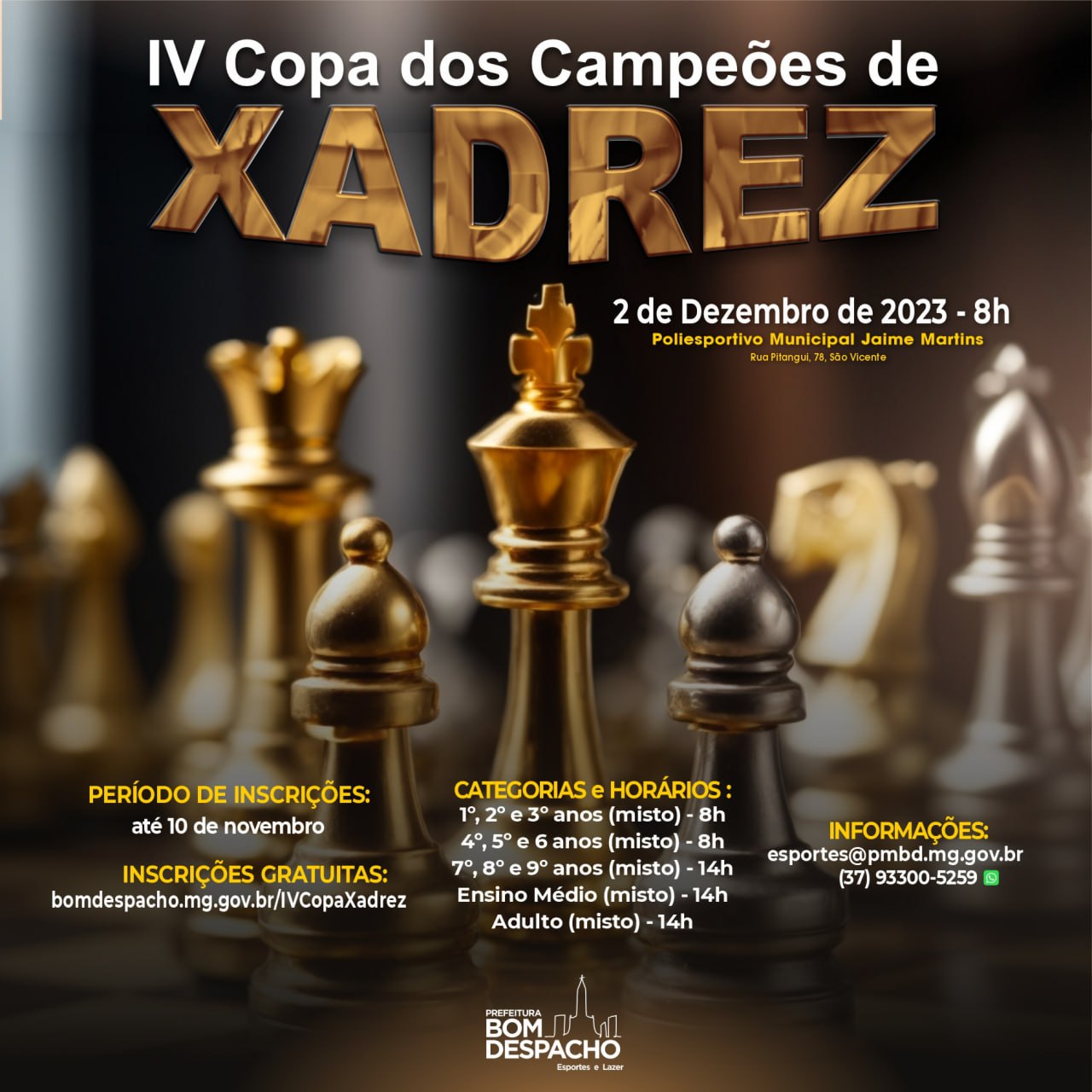 Final do torneio de xadrez de Betim será nesta quinta-feira (7)